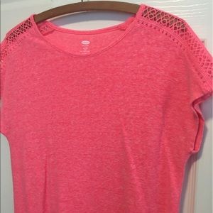 Bright pink lace detail top